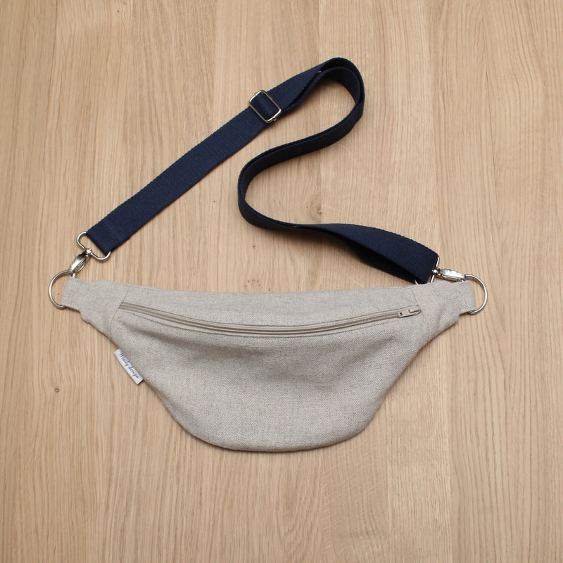 Sac banane lin/coton beige