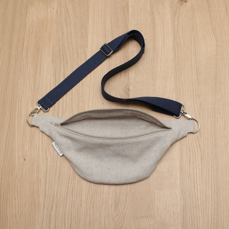 Sac banane lin/coton beige