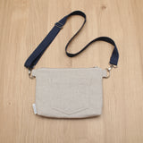 Sac pochette en bandoulière Lin/coton beige