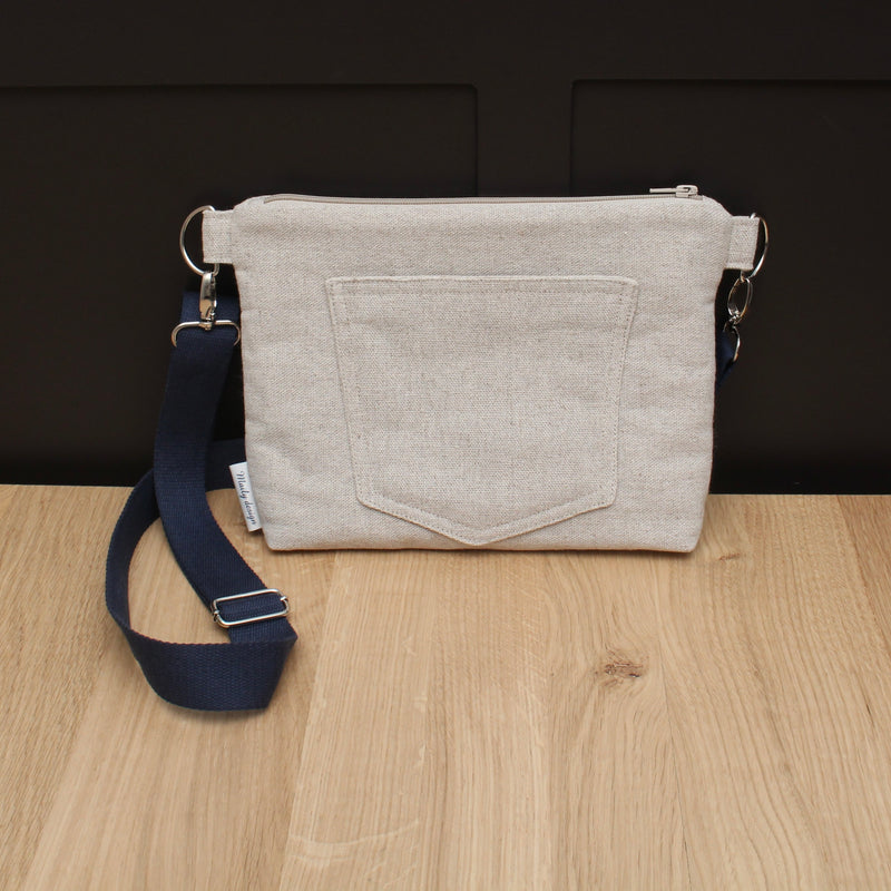 Sac pochette en bandoulière Lin/coton beige